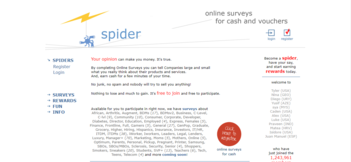 Online surveys for cash and vouchers - Spider metrix